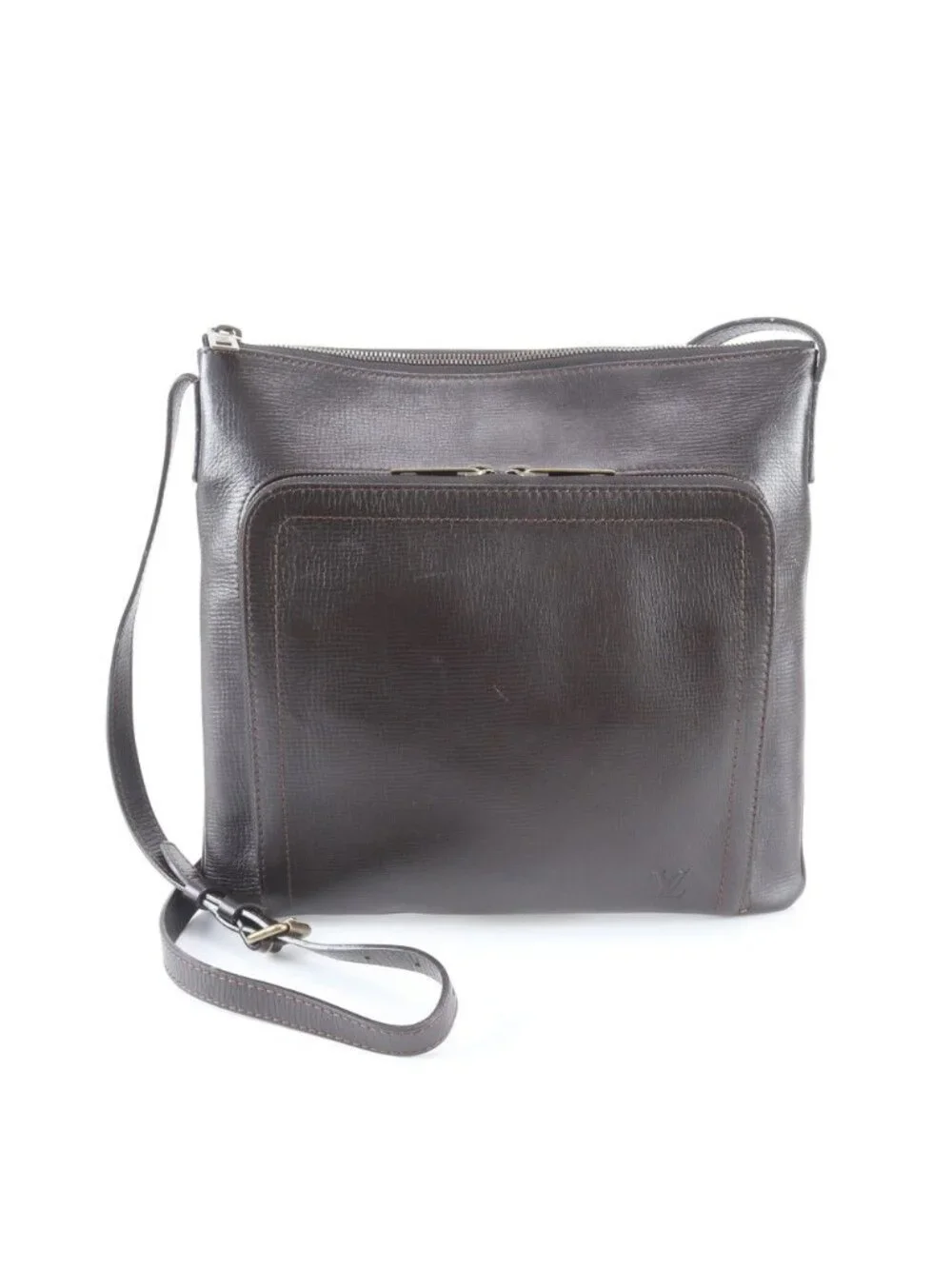 Louis Vuitton Utah Sac Plat Leather Shoulder Bag Messenger Brown
